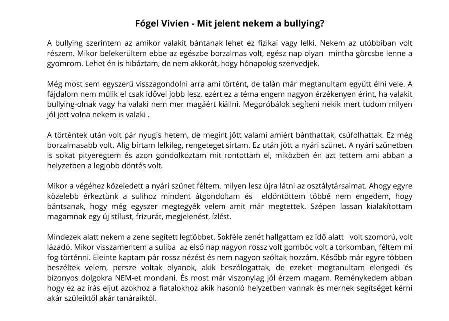 Fógel Vivien - Mit jelent nekem a bullying?